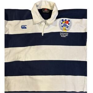 Vintage CANTERBURY Supporter Aukland New Zealand Blue Striped Rugby Shirt LARGE